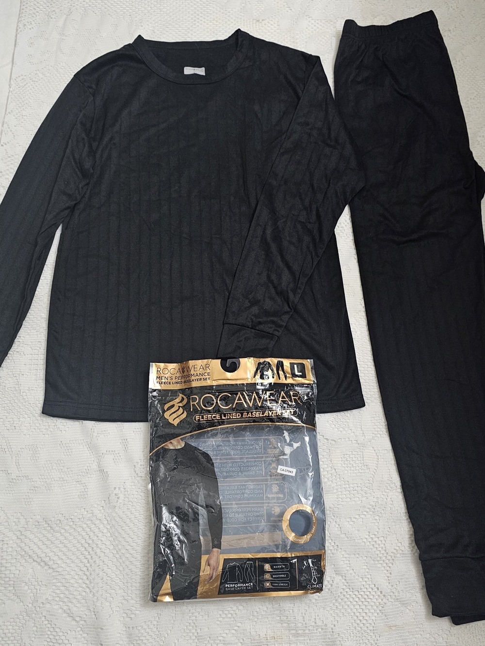 NWT Rocawear Black Fleece-Lined Baselayer Set, Unisex, Mens Size L
